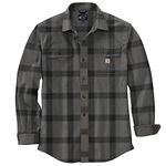 Carhartt Men's 105439 Loose Fit Heavyweight Flannel Long-Sleeve Plaid Shirt - Large Tall - Asphalt