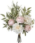 Alynsehom Artificial Fake Flowers Plants Silk Flower Arrangements Wedding Bouquets Decorations Plastic Floral Table Centerpieces for Home Kitchen Garden Party Decor (Pink White)