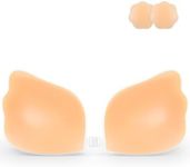 Niidor Sticky Bra Strapless Silicone Adhesive Push Up Invisible Backless Bra for Women with Nipple Covers Pink
