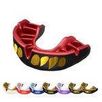 OPRO Gold Level Jawz Mouthguard, Adults and Kids Sports Mouth Guard, with Revolutionary Fitting Technology for UFC, Boxing, MMA, Martial Arts, BJJ and All Contact Sports, (Black/Red, Adult)