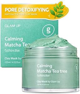 GLAM UP Calming Matcha Tea tree Clay Mask for Trouble Care - Vegan Face Mask,100% hypoallergenic, Deep Cleansing Pores, Moisturizing, Purifying and Calming Clay Mask, Soothing Green Tea wash off facial clay mask, Clean Beauty, Face Mask Skincare - (125ml/4.23 Oz) Clay Mask for facial treatment gifts