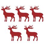 100yellow® Reindeer Design MDF Laser Cut Out Wooden Stickers For Christmas Decoration| Red| 2.5 x 2.1 Inches| Set of 5