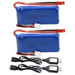 Blomiky 2 Pack 7.4V 1200mAH Lipo Battery Pack with JST Plug and Charger for YIZHAN X6 JJRC H40WH MJX X101 WLtoys V666 V353B UDI U829X RC Drone X6 Battery and USB 2