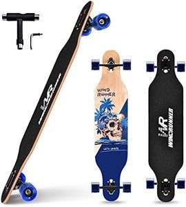 Windrunner 41 inch Freeride Longboard Skateboard,8-Ply Natural Maple Drop Through Freestyle Complete Skateboard Cruiser Pintail for Cruising,Carving,Free-Style and Downhill with T-Tool,Skull