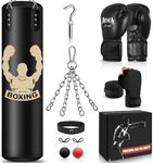 YORWHIN Hanging Punching Bag for Adults, 4FT PU Heavy Bag Boxing Training Equipment with 12OZ Gloves, Reflex Ball, Wristband, Kicking Bag Boxing Set for Training Karate Kickboxing Home Gym(Unfilled)