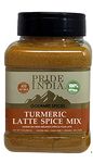 Pride of India – Turmeric Latte Spice Mix – Gourmet & Warm Tea Spice Blend – Healthy/Gluten-Free – Ideal for Lattes/Smoothies/Golden Milk – Easy to Store – 7 oz. Medium Dual Sifter Bottle