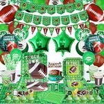 187 Pack Football Party Supplies Football Party Plates Set Football Party Decorations Includes Football Plates Tablecover Birthday Banner Cups Napkins Balloons for 20 Guests