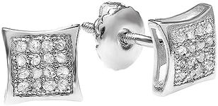 Dazzlingrock Collection 0.05 Carat (ctw) Round White Diamond 5.5mm Square Micro Pave Hip Hop Iced Out Studs in 925 Sterling Silver, Screw Back, Unisex Design Ladies, Mens Real Diamond Earrings