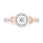 14K Rose Gold Plated .925 Sterling Silver 1/5 Cttw Diamond Miracle Set Round Halo and Hearts Promise Ring (I-J Color, I2-I3 Clarity) pink