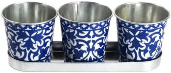 Esschert Design Portuguese Style Triple Flower Pots and Tray