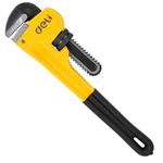 Deli DL2512 12" 300mm Pipe Wrench Durable Carbon Steel Construction with Toothed Jaw Anti-Slip Ergonomic Handle & Adjustable Pitch for Plumbing and Mechanical Repair (Pack of 1, Yellow and Black)