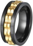 Udolfly Mens Fidget Rings Anxiety Rings for Men Gear Spinner Rings for Women Titanium Steel Ring Black Gold Size 10