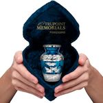 Trupoint Memorials Small Urns for Human Ashes Keepsake – Mini Urns for Human Ashes for Mom/Dad, Cremation Keepsakes for Ashes, Small Urn for Ashes for Women/Men – Small, Dark Blue with Heart Box