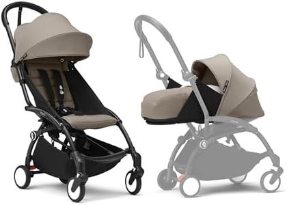 Stokke YOYO3 Stroller with Newborn Pack - Includes Black Frame, YOYO 6+ Color Pack (Taupe) & 0+ Newborn Pack (Taupe)