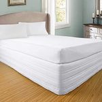 Ramesses Polyester Blended Quilted Bed Skirt, Sagging Sense Enhanced，Anti-Wrinkle, Fade Resistant Dust Ruffle with Classic 14" Length Drop, for Bedroom (White, Queen)