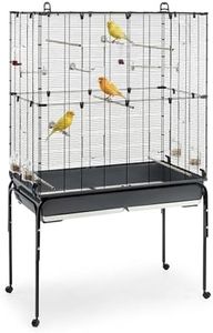 Ferplast PLANETA Bird Cage, Aviary, Canary Cage, Parakeets, Small Bird Cage, with Accessories and Stand with Wheels, 99.5 x 53 x 171.5 cm