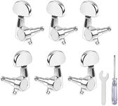 6 Pieces Guitar String Tuning Pegs, Guitar Machine Heads Knobs for Electric or Acoustic Guitar with Tools (3 Left + 3 Right) (Silver)