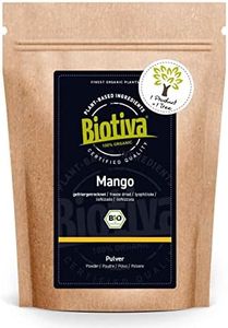 Biotiva Polvo de mango orgánico liofilizado 110 g - polvo de fruta - vegana - libre de lactosa - Mangifera indica - llenado y verificado en Alemania (DE-ÖKO-005)