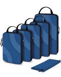 BAGSMART Compression Packing Cubes, 6 Set Travel Packing Cubes for Carry on Suitcases, Compression Suitcase Organizers Bag Set & Travel Storage Bags for Luggage, Packing Organizers Classic Blue