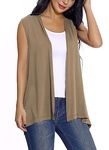 Women's Sleeveless Open Front Cardigan Vest Lightweight Cool Coat Casual (XL, Camel)