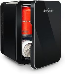 Enventor Mini Fridge 4 Litre, 6 Can Mini Fridges for Bedrooms, AC+12V DC Power Cooler & Warmer, Portable Small Fridge for Car, Travel, Home/Skincare, Makeup, Cosmetics/Drinks, Fruit, Food, Black