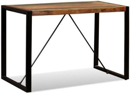 vidaXL Industrial Styled Dining Table - Solid and Durable Reclaimed Wood with Powder-Coated Steel Legs – Rectangular, 120 x 60 x 76 (L x W x H) in Multicolour