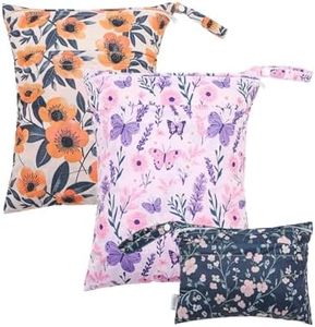 ALVABABY 3 Cloth Diaper Wet Dry Bags Waterproof Reusable with Two Zippered Pockets Travel Beach Pool Daycare Soiled Baby Items Yoga Gym Bag for Swimsuits or Wet Clothes Small medium Large 3L-SML08