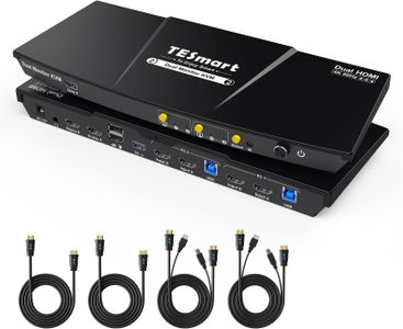 TESmart Dual Monitor HDMI KVM Switch – 2PC, 4K@60Hz, USB 3.0, Audio/Mic