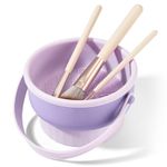 HEYMKGO Makeup Brush Cleaning Mat 3-in-1 Foldable Makeup Brush Cleaner Silicone Makeup Brushes Storage Bowl With Lanyard to Dry Makeup Sponge, Powder Puff, Brush(Purple)