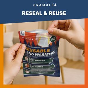 Bramble Reusable Hand Warmers, 10 Pairs – Air Activated, 8-Hour Heat
