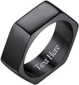 Custom Black Hexagon Geometric Ring Wedding Band Rings Minimalist Jewelry