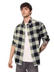 The Souled Store Plaid: Sulphura Men and Boys Long Sleeves Collared Neck Button Front Cotton Utility Shirts