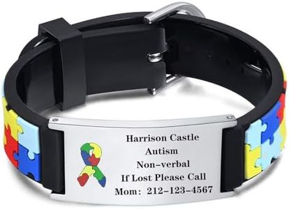 Kids Personalized Medical ID Bracelet-Silicone Autism Allergy Seizure Cute ID Wristband with Medical Alert Badge for Kids Toddler Children in Case of Emergency Bracelets if Lost (5.1''-6.5'')