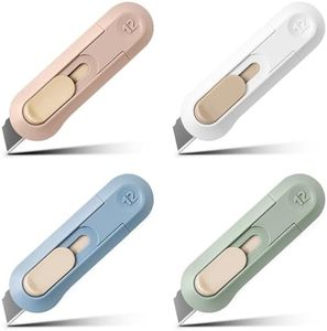 Box Cutter, 4PCS Small Utility Knife, Compact Utility Knife, Easy Slide Retractable Blade, Package Box Opener for Home, Office, Travel, and DIY Workpro Utility Knife