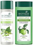 Biotique Bio Green Apple Fresh Daily Purifying Shampoo and Conditioner for Oily Scalp and Hair, 180m & Biotique Bio Soya Protein Fresh Nourishing Shampoo, 190ml