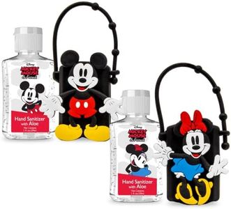 Disney Store Portable Hand Sanitizer - Pack of 2 Travel Size, Refillable Sanitizers w/Holders and Clip - Mickey and Minnie