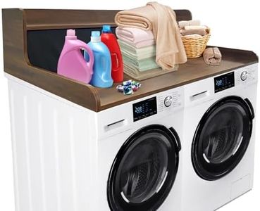 2 Drawers Washer Dryer Countertop, 54" x 27.55" 2-Tier Laundry Countertop with Edge, Wood Washer Dryer Topper for Laundry Room Organization, Walnut Brown