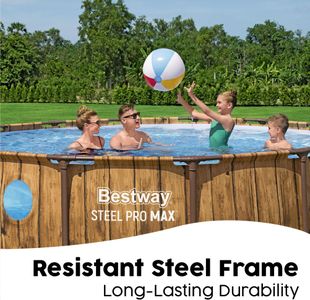 Bestway Steel Pro Max 14ft Round Above Ground Pool Set – Metal Frame, Windows