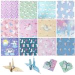 HASTHIP® 100 Sheets Double Sided Origami Paper for Kids & Grown-ups, 12 Designs of Cute Unicorn Print Origami Paper Craft, Easy Folding for Scrapbook Paper Arts Crafts School, 6x6 inch