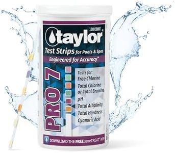 Taylor S-1452, 7-in-1 Pool and Spa Test Strips for Free Chlorine, Total Bromine/Chlorine, pH, Total Alkalinity, Total Hardness & Cyanuric Acid, 100 Water Test Strips | Made in The USA