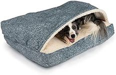 Snoozer Rectangle Cozy Cave Dog Bed - Indoor Dog Bed with Cover Cave, Covered Calming Burrow for Large Sized Pets with Blanket Attached, Enclosed, Washable Cover - XL, Palmer Indigo
