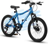 Ecarpat Kids’ Bike 20 Inch Wheel Mountain Bike, Durable Carbon Steel Frame 7 Speed Bicycle, Front Suspension Disc+V Brake