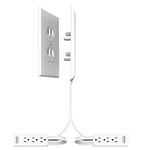 Sleek Socket Original & Patented Ultra-Thin Outlet Concealer with Cord Concealer Kit, Dual 8-Foot Flat Extension Cord with Multiple Outlets, Safety Certified, Ideal for Behind a Couch or Bed