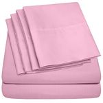 Sweet Home Collection 6PC-SHT-Q-PNK 6 Piece 1500 Thread Count Egyptian Quality Deep Pocket Bed Sheet Set-2 Extra Pillow Cases, Value- Queen, Pink