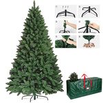 TradeXone-Colorado Green Pine Bushy Artificial Christmas Tree Tips 5ft/6ft/7ft Xmas Tree With Metal Stand & FREE BAG (5FT (150CM)500 tips)