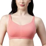 Enamor A058 Cotton Eco-Antimicrobial Comfort Minimizer Bra for Women- Padded Non Wired Full Coverage(A058-Peach Blossom-40C)