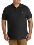 Nautica Men's Big and Tall Classic Fit Short Sleeve Solid Performance Deck Polo Shirt, True Black, 3X-Large Tall