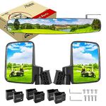Roykaw Golf Cart No Drilling Folding Side Rearview Mirror and 180 Degrees Convex Rear View Mirror for EZGO, Club Car, Yamaha and Most Golf Cart Models