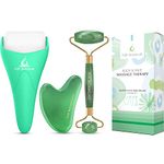 PUR Botanicals - Ice Jade Roller for Face & Eye Puffiness Relief - Therapeutic frozen Facial Massager for Beauty - Homemade Cold depuff Face Roller for Women - Reduce wrinkles and lifting - 3 in 1 Set