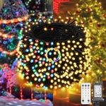 LYHOPE Christmas Lights, 98.4ft 300 LED Christmas Fairy Lights, Warm White & Multi Color Changing String Lights, with Remote 11 Modes 30V Xmas Tree Lights for Patio Yard Party Indoor Outdoor Decor